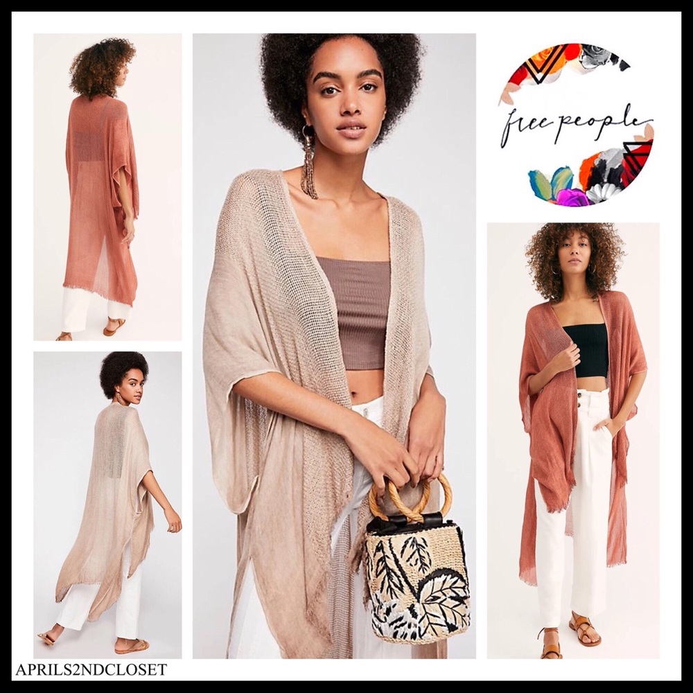 FREE PEOPLE LONG KIMONO CARDI CAPE CARDIGAN A2C - Picture 2 of 16